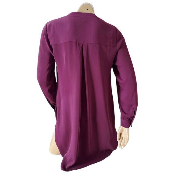 CHICOS Womens Size 0 Small Wine Purple Convertible Sleeve Button Up Tunic Shirt - Picture 4 of 11